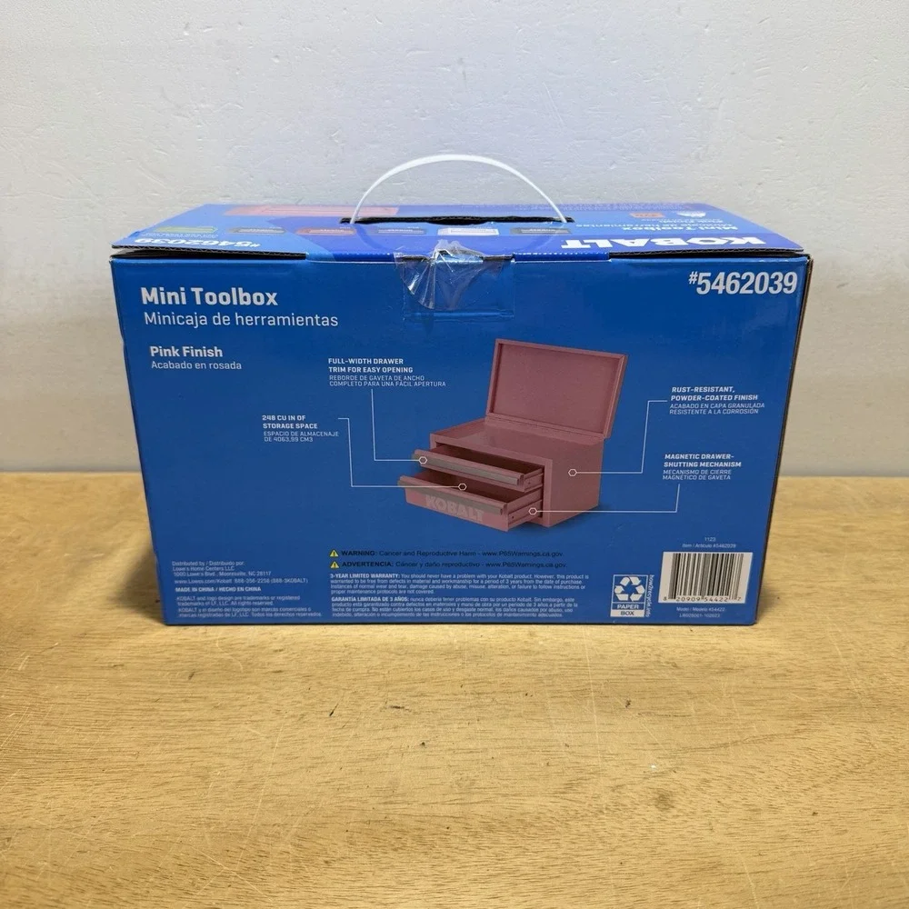 Kobalt Mini 2 Drawer Tool Box Pink Metal Makeup Storage Case 54422 NEW